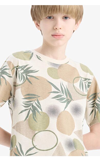 DeFacto Erkek Çocuk Bisiklet Yaka Desenli Kısa Kollu Tişört D9289A825SMBG33