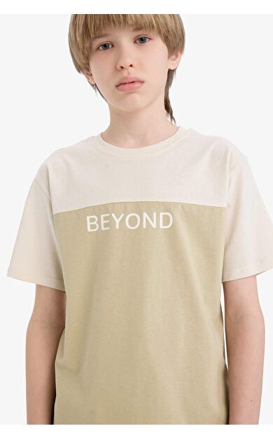 DeFacto Erkek Çocuk Bisiklet Yaka Baskılı Kısa Kollu Tişört D9295A825SMER139