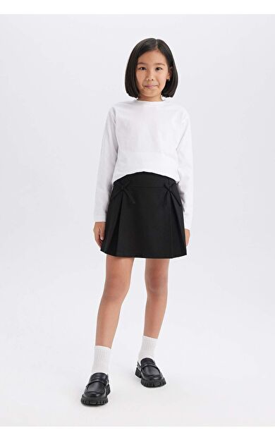 Kız Çocuk Pileli Siyah Etek