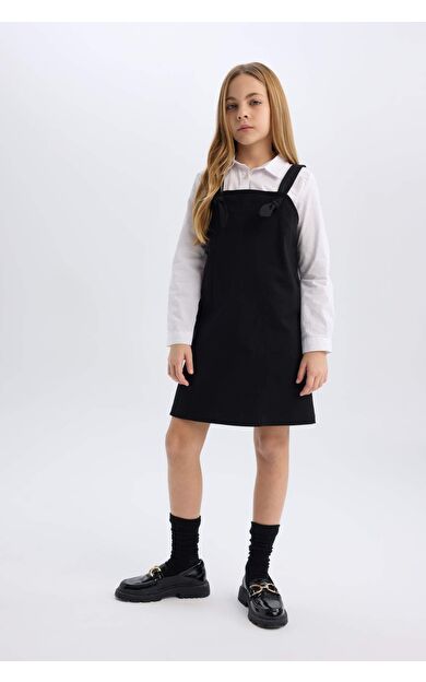 Kız Çocuk Askılı Gabardin Salopet Elbise