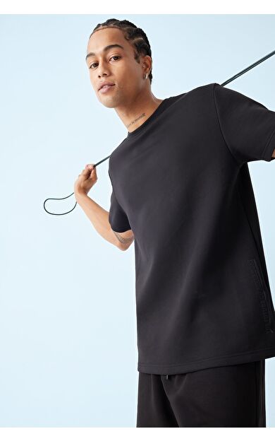 DeFacto DeFactoFit Standart Fit Bisiklet Yaka Baskılı Sporcu Kısa Kollu Tişört D9310AX25SPBK81