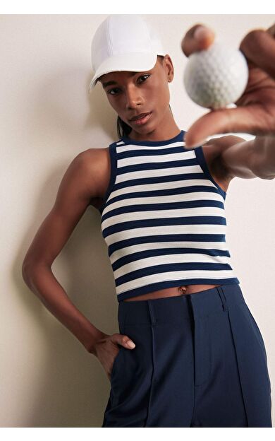 DeFactoFit Standart Fit Çizgili  Bisiklet Yaka Sporcu Atlet