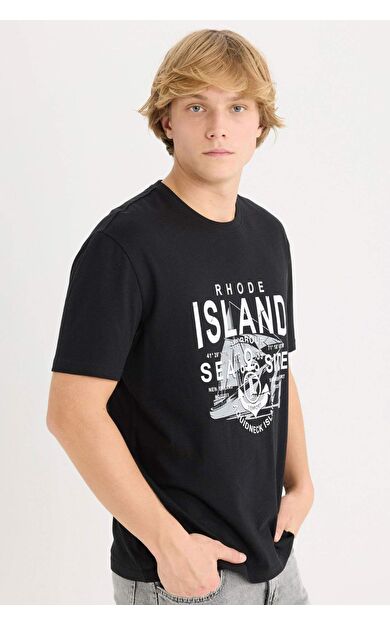 DeFacto Regular Fit Bisiklet Yaka Baskılı Kısa Kollu Tişört D9353AX25SPBK81