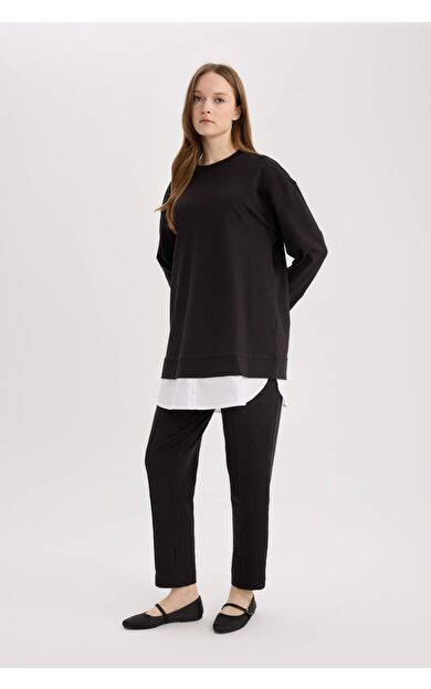 DeFacto Harem Basic Düz Sweatshirt Kumaşı Pantolon