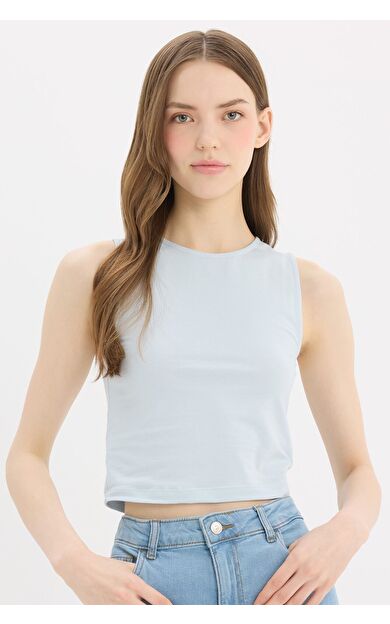 DeFacto Fitted Halter Yaka Basic Düz Atlet