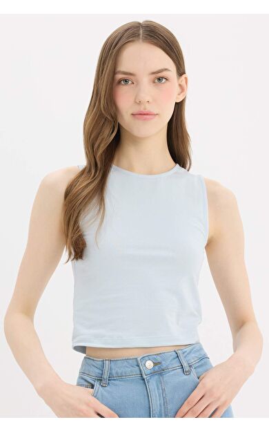 DeFacto Fitted Halter Yaka Basic Düz Atlet