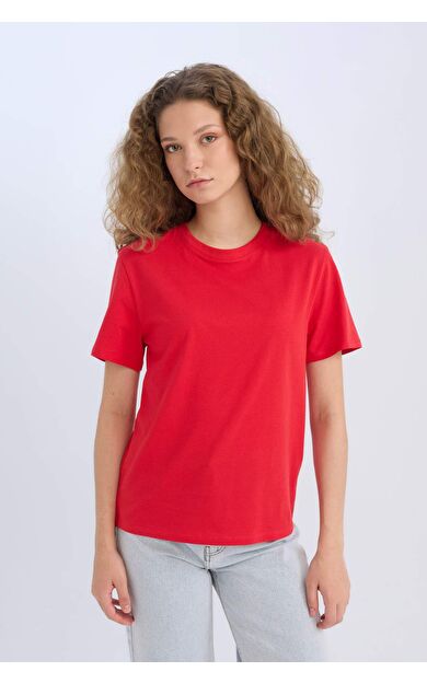 DeFacto Regular Fit Bisiklet Yaka Basic Düz Kısa Kollu Tişört D9592AX25SMRD117