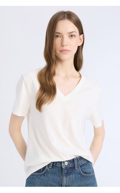 DeFacto Regular Fit V Yaka Basic Düz Kısa Kollu Tişört D9593AX25SMWT34