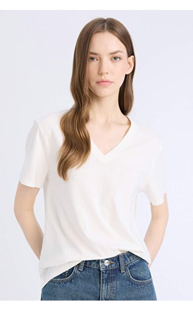 DeFacto Regular Fit V Yaka Basic Düz Kısa Kollu Tişört D9593AX25SMWT34