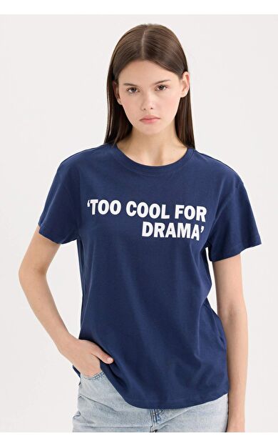 DeFacto Regular Fit Bisiklet Yaka Baskılı Kısa Kollu Tişört D9605AX25SMNV241