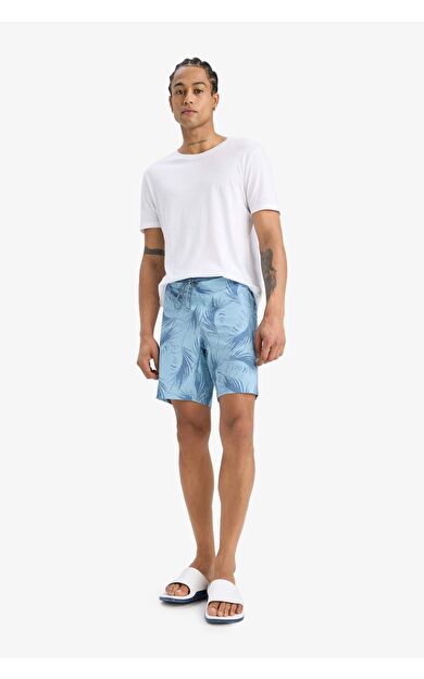 DeFactoFit Regular Fit Desenli Esnek Dokulu Deniz Şortu