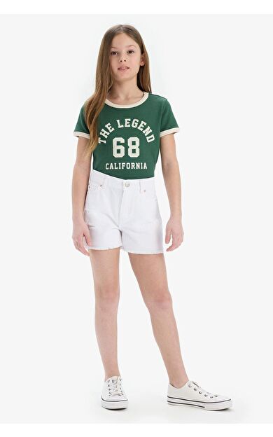 DeFacto Kız Çocuk Yırtık Detaylı Pamuklu Jean Şort D9649A825SMWT34