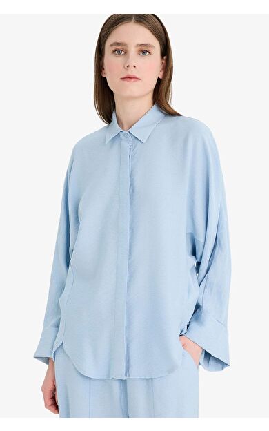 DeFacto Relax Fit Keten Karışımlı Uzun Kollu Tunik