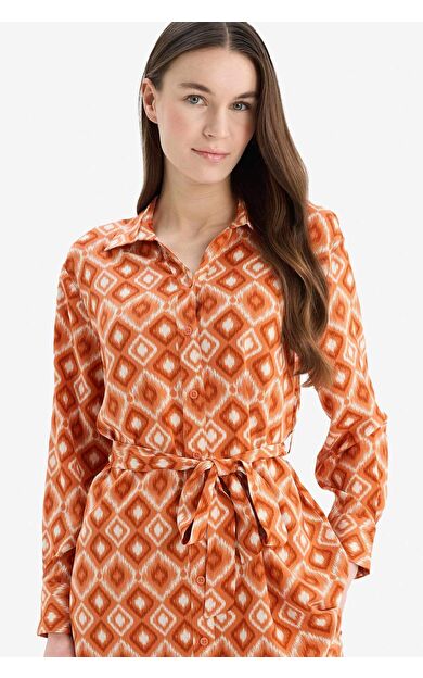 Relax Fit Desenli Viskon Uzun Kollu Tunik