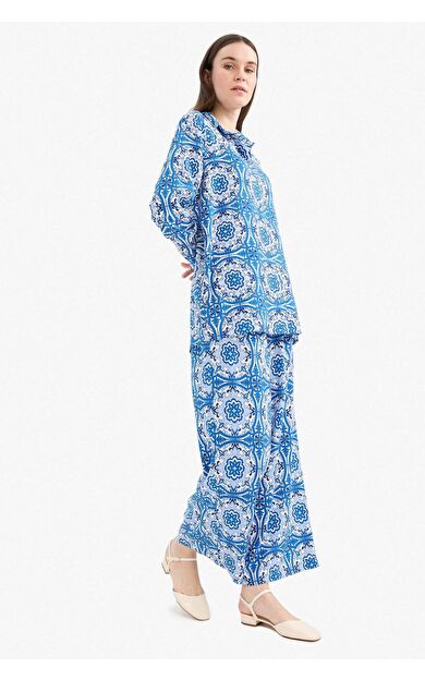 DeFacto Wide Leg Geniş Bol Paça Desenli Viskon Pantolon D9757AX25SMBE43