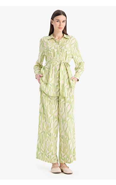 DeFacto Wide Leg Geniş Bol Paça Desenli Viskon Pantolon D9757AX25SMGN1146