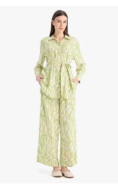 DeFacto Wide Leg Geniş Bol Paça Desenli Viskon Pantolon D9757AX25SMGN1146