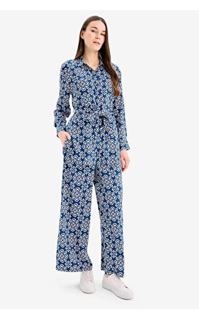 DeFacto Wide Leg Geniş Bol Paça Desenli Viskon Pantolon D9757AX25SMNV30