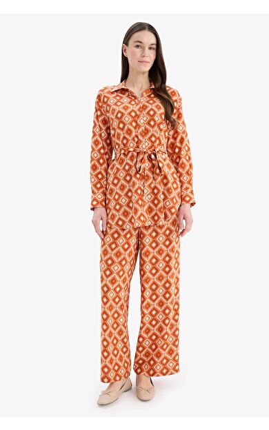 DeFacto Wide Leg Geniş Bol Paça Desenli Viskon Pantolon D9757AX25SMOG267