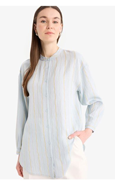 Relax Fit Simli Kumaş Uzun Kollu Tunik