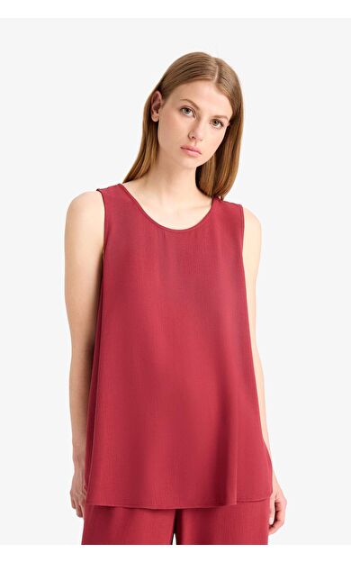 Regular Fit Yuvarlak Yaka Kolsuz Plaj Üstü-Fall in Love