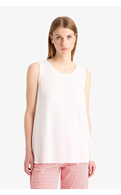 Yuvarlak Yaka Beyaz Plaj Üstü-Fall in Love