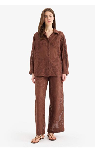 Dantelli Esnek Belli Beyaz Plaj Pantolonu-Fall in Love D9767AX25SMBN319