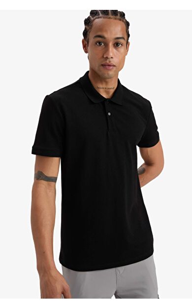 DeFactoFit Slim Fit Dar Kesim Polo Yaka Sporcu Pike Kısa Kollu Polo Tişört