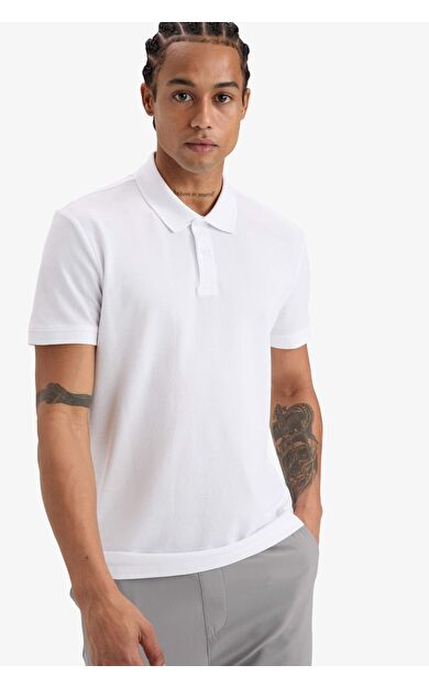 Slim Fit Dar Kesim Polo Yaka Sporcu Pike Kısa Kollu Polo Tişört