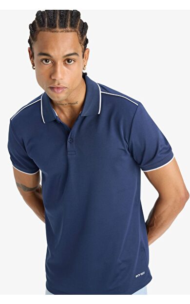 DeFactoFit Slim Fit Dar Kesim Polo Yaka Sporcu Kısa Kollu Pike Polo Tişört D9780AX25SPNV201
