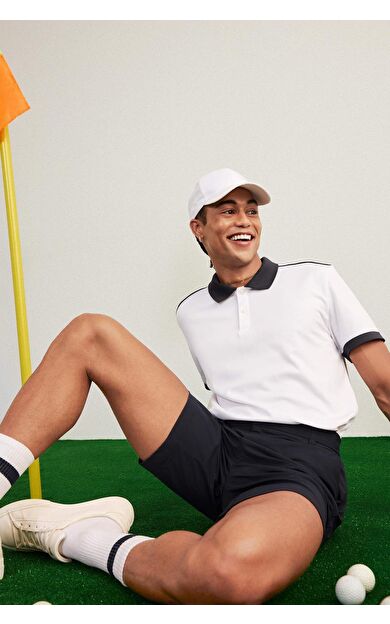 DeFactoFit Slim Fit Dar Kesim Sporcu Kısa Kollu Pike Polo Tişört D9780AX25SPWT34