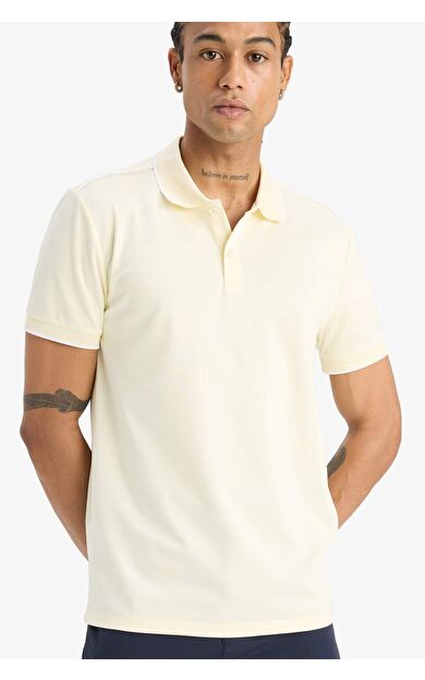 DeFacto DeFactoFit Slim Fit Dar Kesim Polo Yaka Sporcu Kısa Kollu Pike Polo Tişört D9780AX25SPYL514