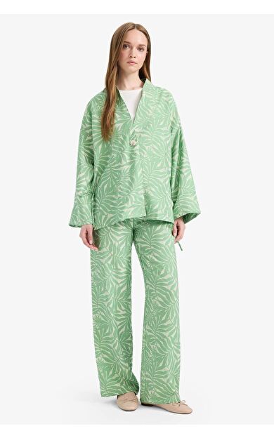 DeFacto Wide Leg Baskılı Pantolon