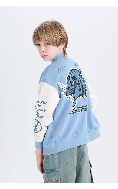 DeFacto Erkek Çocuk Baskılı Kolej Yaka Bomber Hırka D9832A825SPBE316