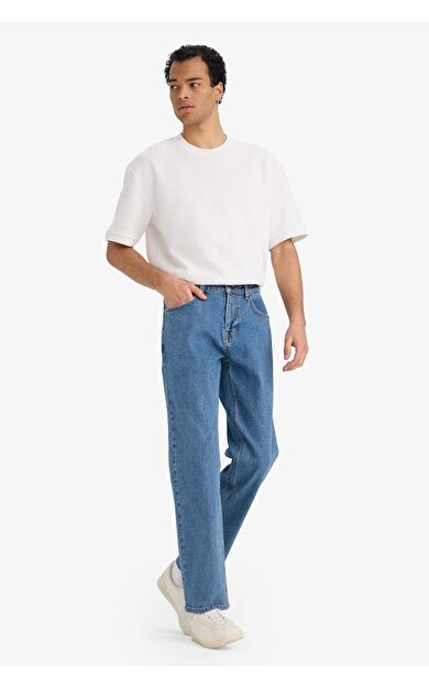 Diago Comfort Fit Yüksek Bel Geniş Paça Düz Paça Jean Pantolon