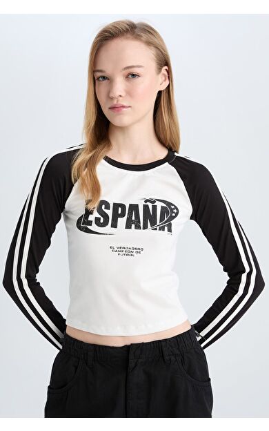DeFacto Coool Fitted Fitilli Kaşkorse Uzun Kollu Tişört D9856AX24WNBK81