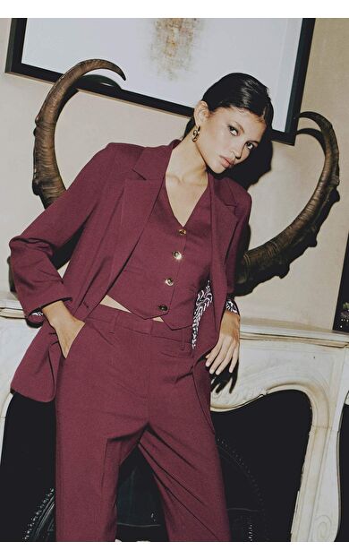 Sorbe x DeFacto Regular Fit V Yaka Düğme Kapamalı Blazer Yelek