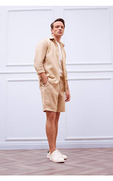 DeFacto Regular Fit Yazlık Keten Bermuda Şort D9931AX25SMBG732