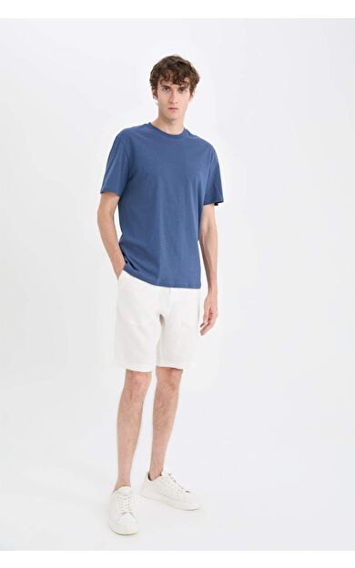 DeFacto %100 Keten Regular Fit Yazlık Bermuda Şort