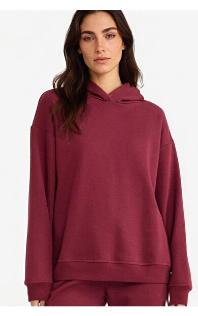 DeFacto Relax Fit Kapüşonlu Basic Düz Kalın Sweatshirt D9935AX25WNBR115