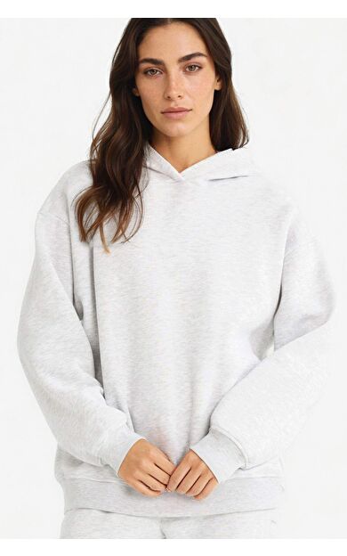 DeFacto Relax Fit Kapüşonlu Basic Düz Kalın Sweatshirt D9935AX25WNGR93