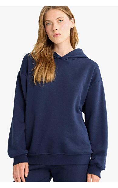 Relax Fit Kapüşonlu Basic Düz Kalın Sweatshirt D9935AX25WNNV251