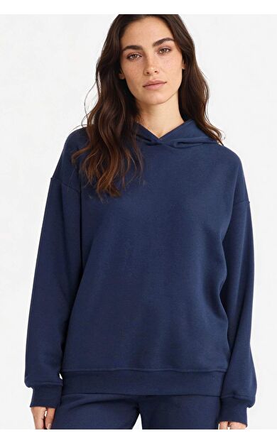 DeFacto Relax Fit Kapüşonlu Basic Düz Kalın Sweatshirt D9935AX25WNNV251