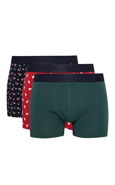 Erkek Yılbaşı Temalı 3'lü Boxer