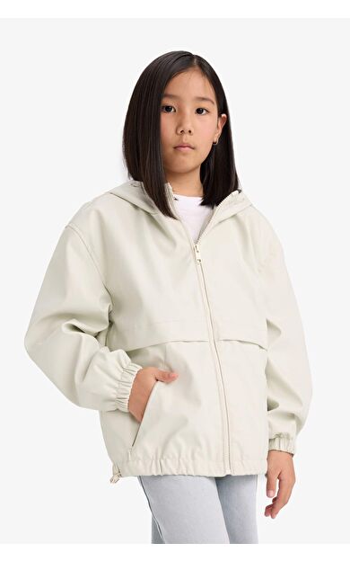 DeFacto Kız Çocuk Su İtici Kapüşonlu Fermuarlı Yağmurluk E0058A825AUBG414