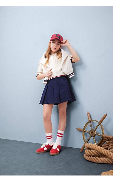 Kız Çocuk Pileli Gabardin Etek E0060A825SPNV251
