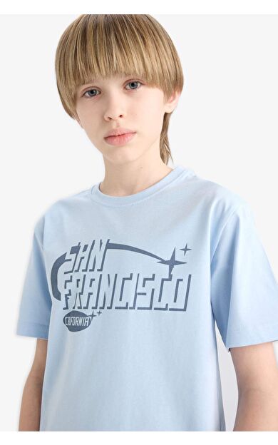 DeFacto Erkek Çocuk Bisiklet Yaka Baskılı Kısa Kollu Tişört E0076A825SMBE177