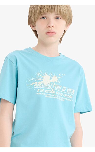 DeFacto Erkek Çocuk Bisiklet Yaka Baskılı Kısa Kollu Tişört E0081A825SMTR248