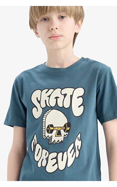 DeFacto Erkek Çocuk Regular Fit Bisiklet Yaka Baskılı Kısa Kollu Tişört E0083A825SMGN141