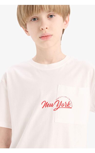 DeFacto Erkek Çocuk Bisiklet Yaka Baskılı Kısa Kollu Tişört E0095A825SMWT32